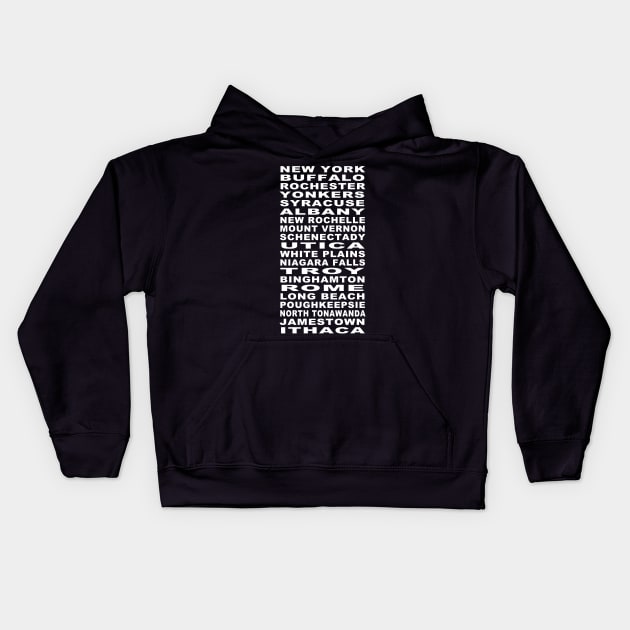 New York Cities Bus Roll Kids Hoodie by RockettGraph1cs